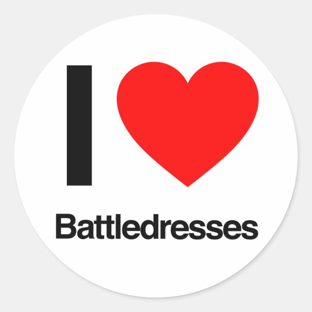 Sticker Rond j'aime les robes de bataille (Devant)