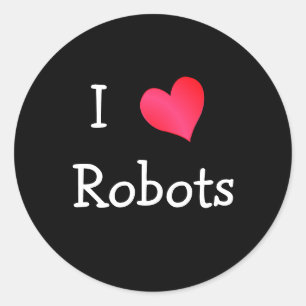 Sticker Rond J'aime les robots