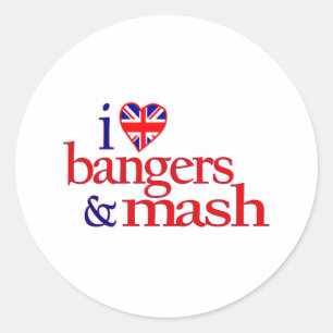 Sticker Rond J'aime les saucisses et la mâche