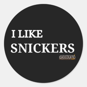 Sticker Rond j'aime les snickers