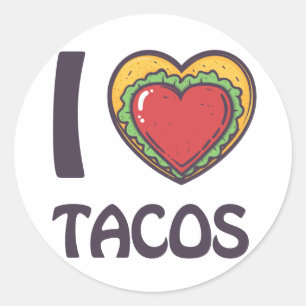 Sticker Rond J'aime les Tacos