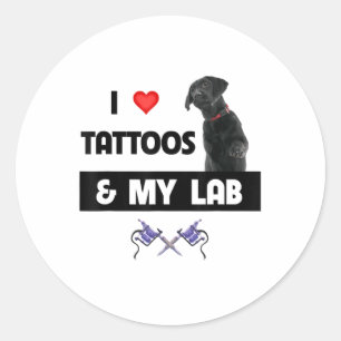 Sticker Rond J'Aime Les Tatouages Et Mon Labrador Retriever Lab