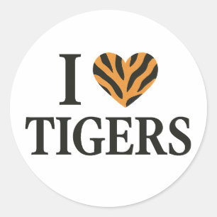 Sticker Rond J'aime les tigres