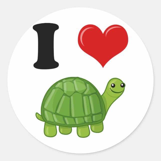 Sticker Rond J'Aime Les Tortues (Devant)