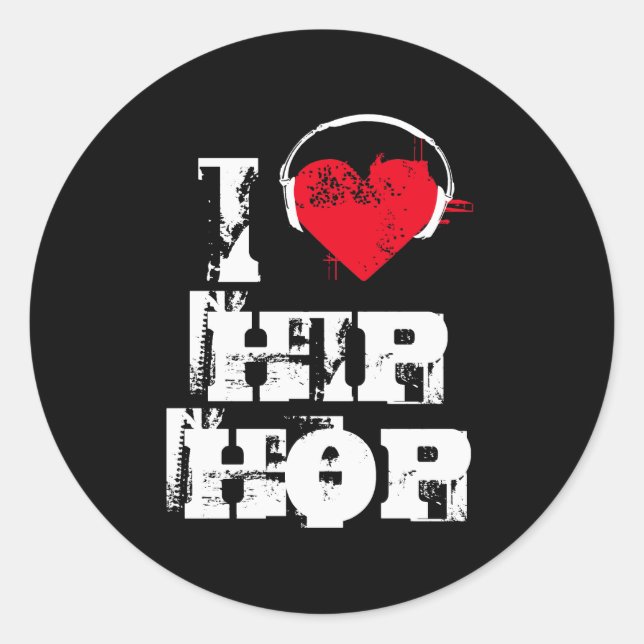 Sticker Rond J'aime l'hip hop (Devant)