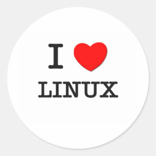 STICKER ROND J'AIME LINUX