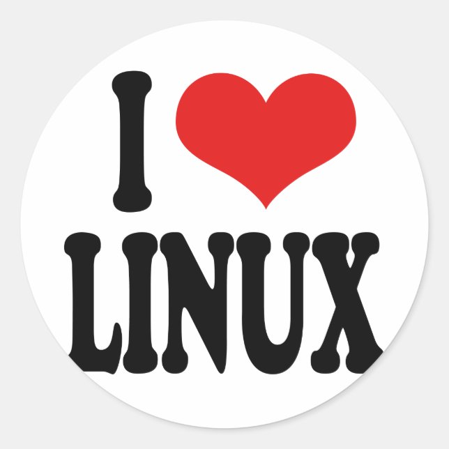 Sticker Rond J'aime Linux (Devant)