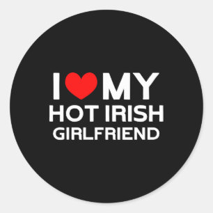 Sticker Rond J'Aime Ma Chauve Irlandaise Fille Irlandaise