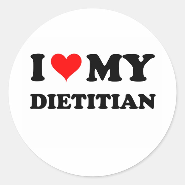 Sticker Rond J'aime ma diététiste (Devant)