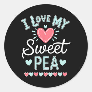 Sticker Rond J'aime ma douce pois mignonne Fête des mères