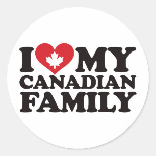 Sticker Rond J'aime ma famille canadienne