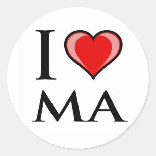 Sticker Rond J'aime mA - le Massachusetts