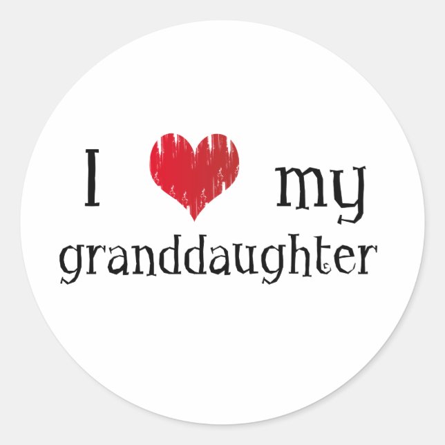 Sticker Rond J'aime ma petite-fille (Devant)