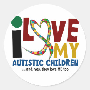 Sticker Rond J'aime ma SENSIBILISATION SUR L'AUTISME autiste