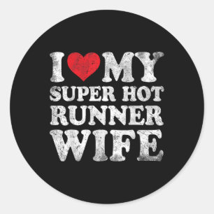 Sticker Rond J'Aime Ma Super Hot Runner Femme Valentines Day