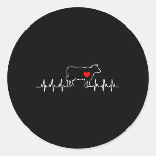 Sticker Rond J'Aime Ma Vanne De Vache Ekg Patient Cardiaque