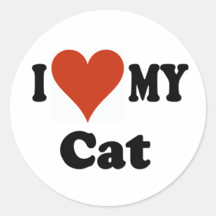 Sticker Rond J'aime mes cadeaux et habillement de chat