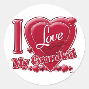 Sticker Rond J'Aime Mes Coeurs Rouges Enfants