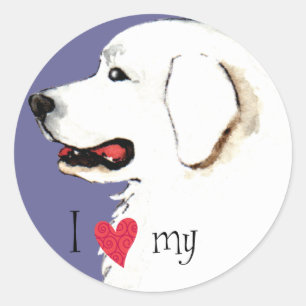 Sticker Rond J'aime mes grandes Pyrénées