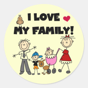 Sticker Rond J'aime mes T-shirts et cadeaux de famille