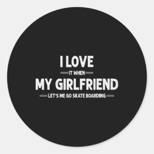 Sticker Rond J'aime Mon Amie Planche à Roulettes Skateboard