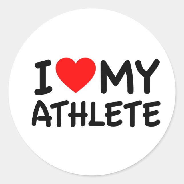 Sticker Rond J'aime mon athlète (Devant)