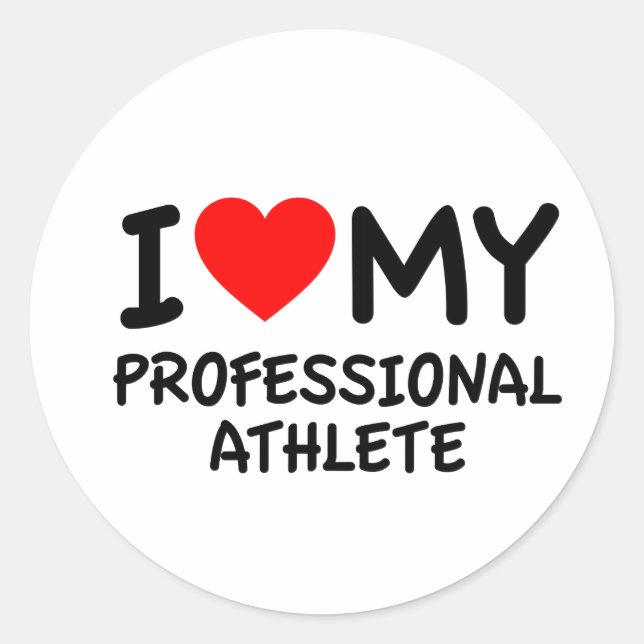 Sticker Rond J'aime mon athlète professionnel (Devant)