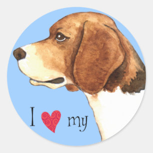 Sticker Rond J'aime mon beagle