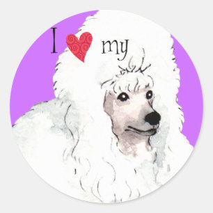 Sticker Rond J'aime mon caniche