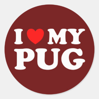 Sticker Rond J'Aime Mon Carlin Avec Le Coeur Rouge