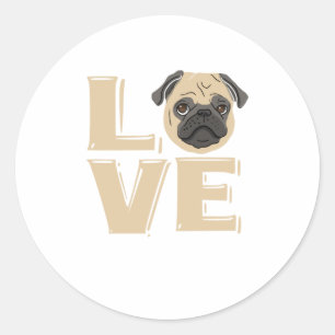 Sticker Rond J'Aime Mon Carlin Carlins Cadeaux Pour Les Amateur