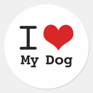 Sticker Rond J'aime mon chien