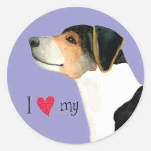 Sticker Rond J'aime mon chien agricole danois-suédois