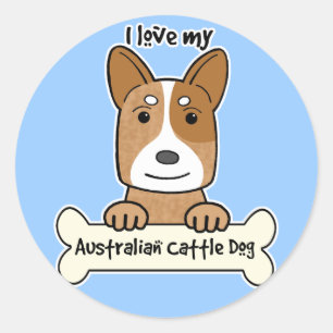 Sticker Rond J'Aime Mon Chien De Bataille Australien