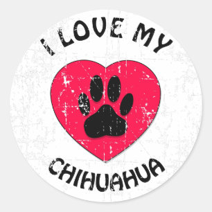 Sticker Rond J'aime mon chien en version détendue