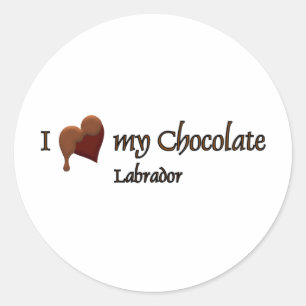 Sticker Rond J'aime mon chocolat Labrador