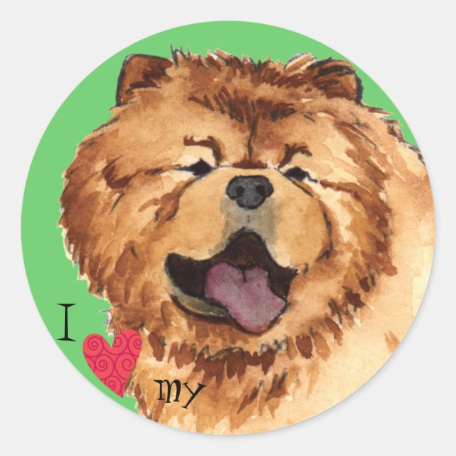 Sticker Rond J'aime mon Chow (Devant)