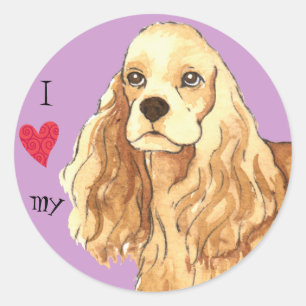 Sticker Rond J'aime mon Cocker Spaniel