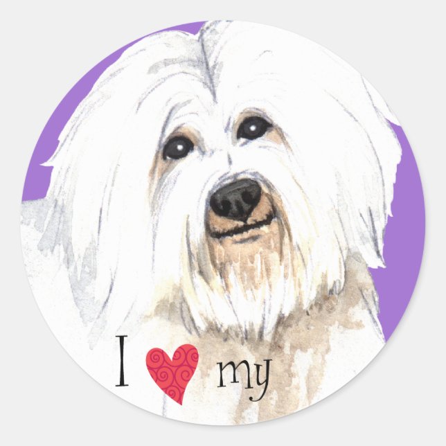 Sticker Rond J'aime mon coton de Tuléar (Devant)