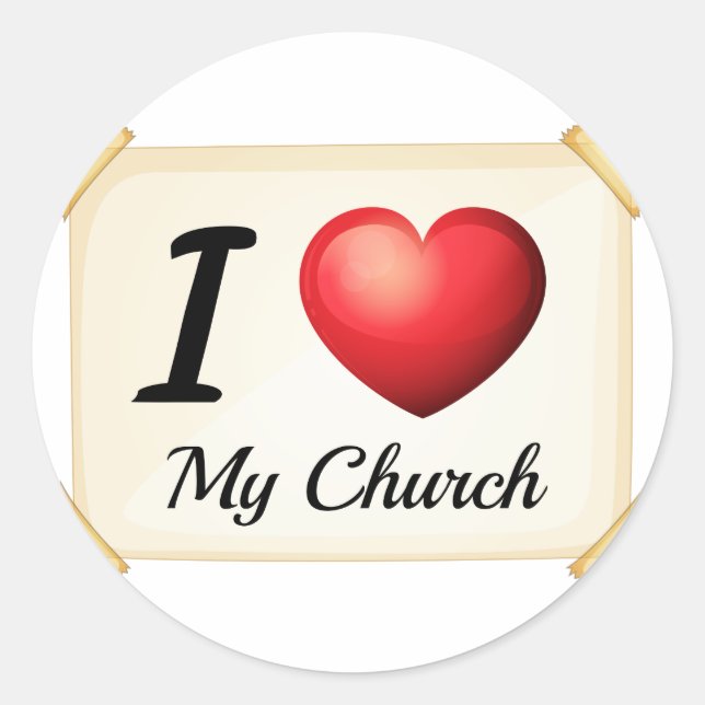 Sticker Rond J'aime mon église (Devant)