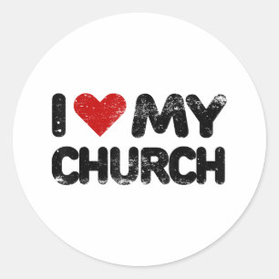 Sticker Rond J'aime mon église Bible chrétienne Verse Citation 