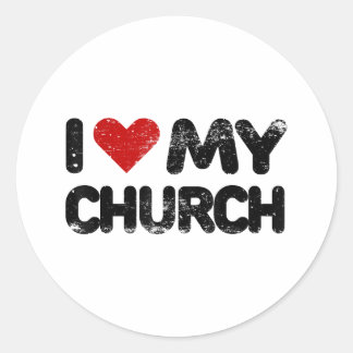 Sticker Rond J'aime mon église Bible chrétienne Verse Citation 