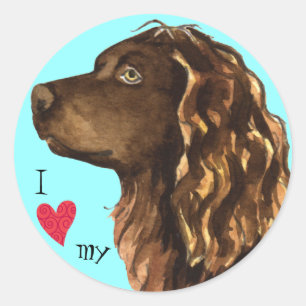 Sticker Rond J'aime mon épagneul de Boykin