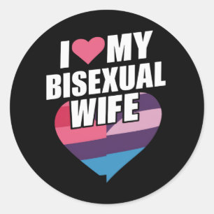 Sticker Rond J'aime mon épouse bisexuelle Fierté Bi Drapeau Bis