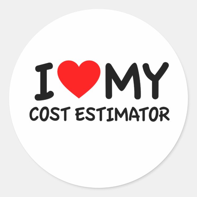 Sticker Rond J'aime mon estimateur de coût (Devant)