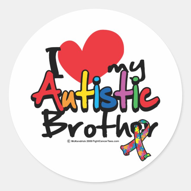 Sticker Rond J'Aime Mon Frère Autiste (Devant)