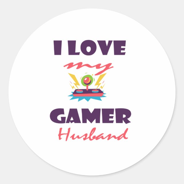 Sticker Rond J'aime mon Gamer Husband Funny Gaming T-Shirt (Devant)