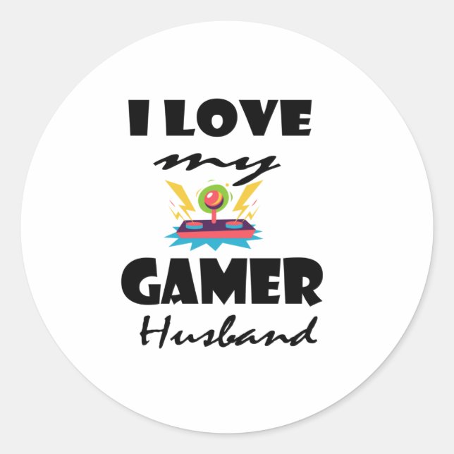 Sticker Rond J'aime mon Gamer Husband Funny Gaming T-Shirt (Devant)
