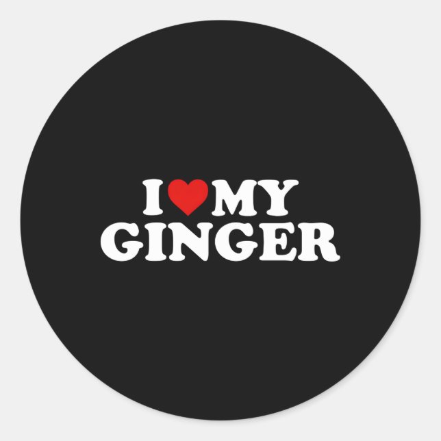 Sticker Rond J'Aime Mon Gingembre Rouge rousse Il (Devant)
