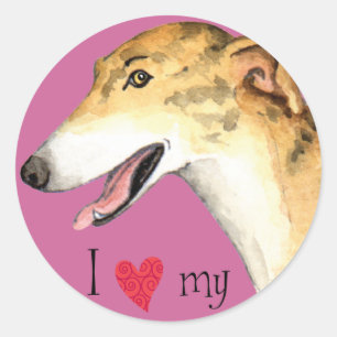Sticker Rond J'aime mon Greyhound